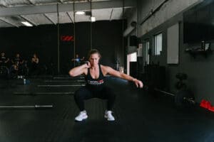 A CrossFit athlete participating in a CrossFit workout