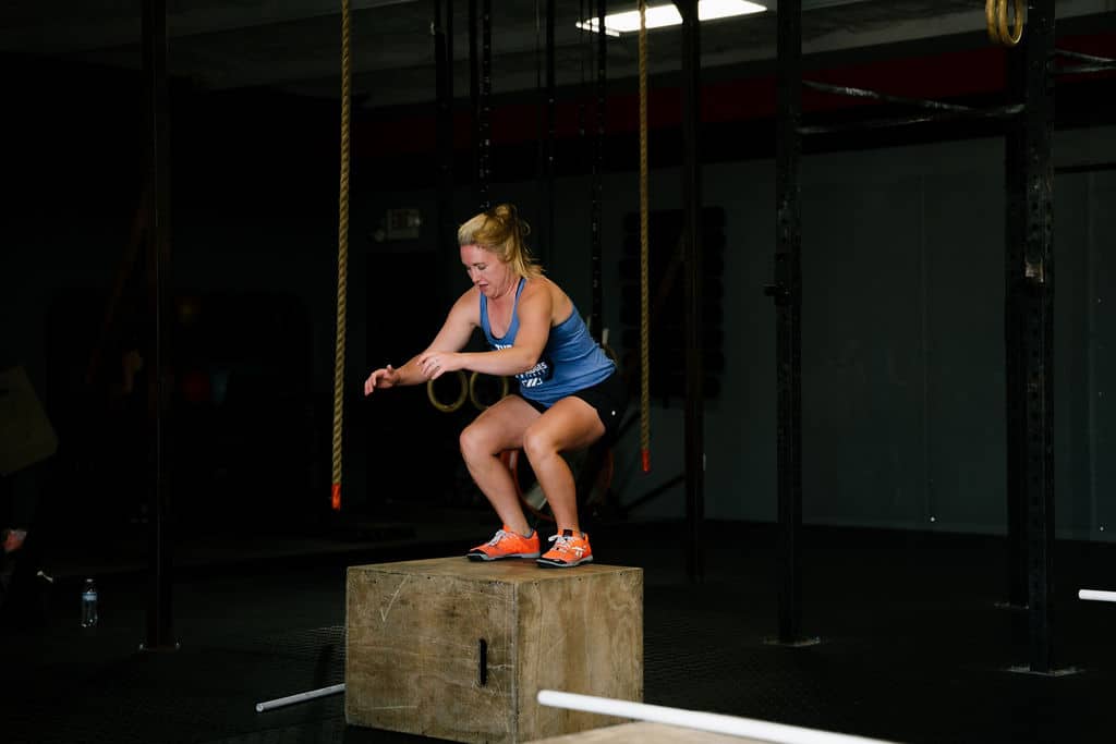 A CrossFit athlete participates in a CrossFit workout