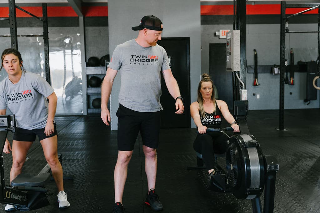CrossFit athletes participate in a CrossFit workout