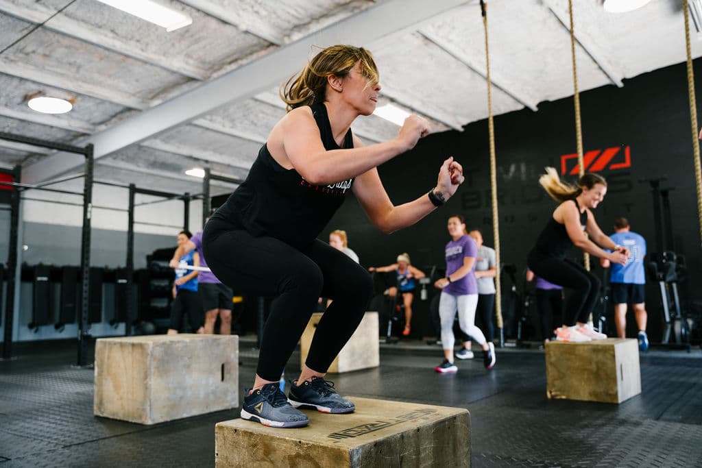 A CrossFit athlete participates in a CrossFit workout