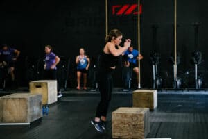 A CrossFit athlete participates in a CrossFit workout