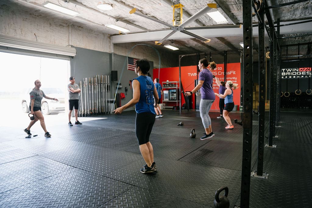 CrossFit Athletes participate in a CrossFit workout.