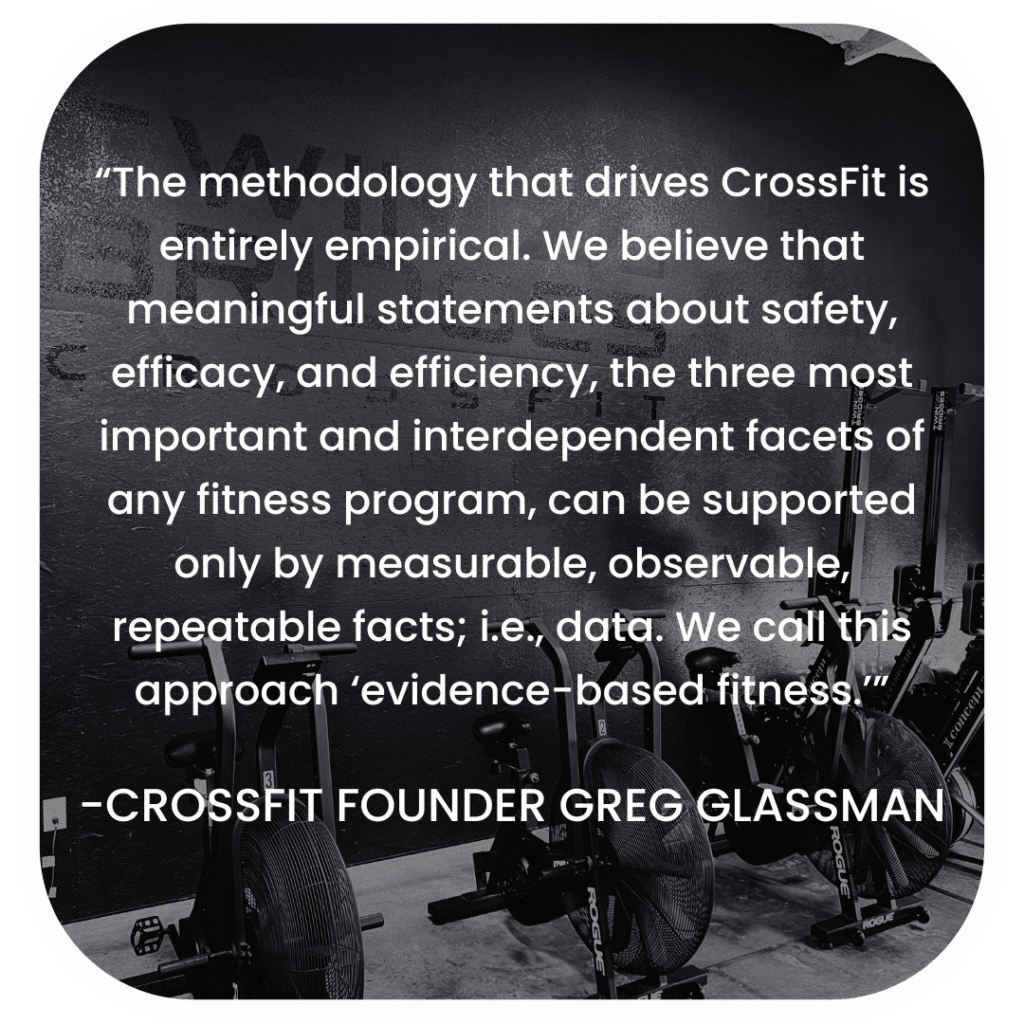 A quote from CrossFit founder Greg Glassman.